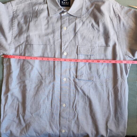 Kani Jeans Co. Blue SS Button-Up Shirt M, 55% Linen 45% Cotton, Streetwear - Picture 4 of 5